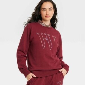 Houston White Adult Logo Crewneck Pullover Sweatshirt Maroon Size S
